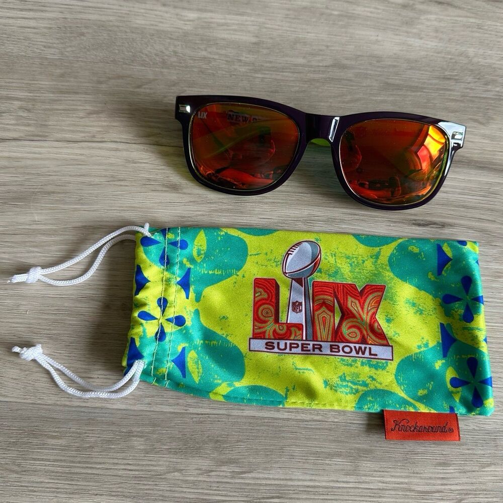 Knockaround Sunglasses NFL Super Bowl LIX 59 New Orleans With Protector Sleeve